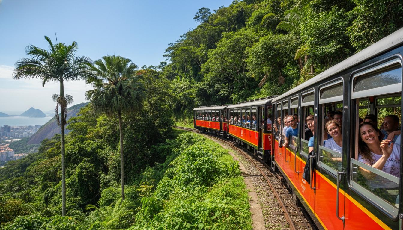 Trem do Corcovado subindo a montanha